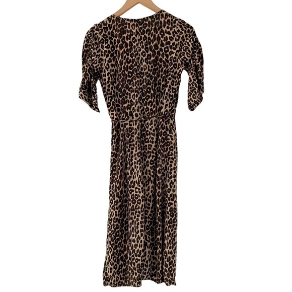 Faithfull The Brand Brown Leopard Print Crepe Wrap Midi Dress sz 2 - Picture 10 of 16